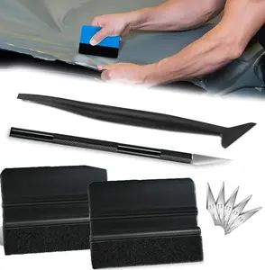Car Window Film Tinting Tools, Auto Vinyl Wrap Installation Kit, Precut/Auto Window Tint Kit, 5 in 1 Kit with Felt Squeegee&Felts, Window Tint Squeegee, Vinyl Squeegee, Utility Knife&Blades