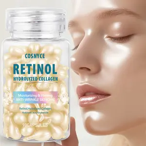 Cosnyce Retinol Facial Capsules with Copper Peptide, Retinol & Hydrolyzed Collagen, Collagen Protein Moisturizing Skincare, Hydrating Skin Care Supplement, Hydrate, Collagen Glow Shot, Collagen Beauty Blend