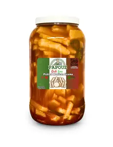 Authentic Mexican Jicama - Pickled Chili Lime Jicama, Mexican Turnip in pickle brine. Chili Lime Pickle Brine, Spicy and Sour, Tequila Cocktail ingredient, jalapeno, natural chili powder, fresh jicama, pickled turnip, mexican pickles, treat, bar snack