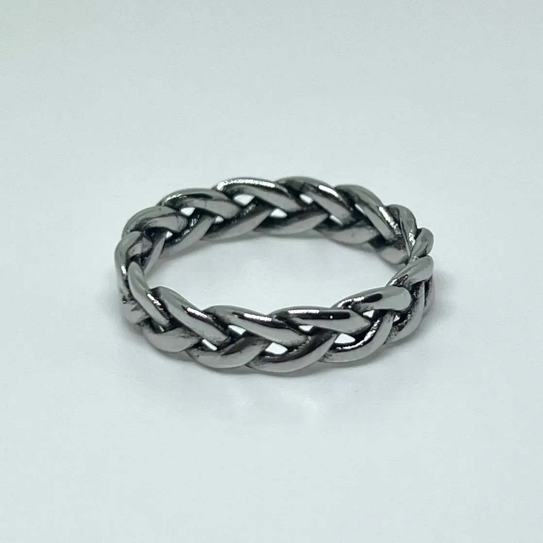 Stainless Steel Braid Ring – Silver-Tone Band Ring