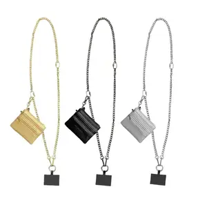 Fashionable Crossbody Phone Strap with Zipper Bag, Adjustable Chain Hanging Strap and Leather Wallet for Everyday Use Wallet Phone Lanyard Phone Accessories