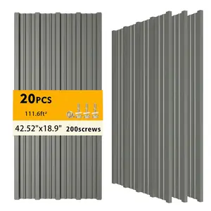 20PCS 111ft² Metal Roofing Panels 42.52”x 18.9” Corrugated Metal Sheets Galvanized Exterior Siding Roofing Materials for Outdoor House Garages Sheds Pergola Gazebo Chicken Coop Stables, Gray