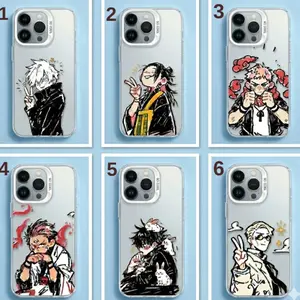 Kawaii Colored Line Art Chibi Style Jujutsu K-Kaisen JJK Compatible with iPhone 17, 16, 15, 14, 13, 12, 11, X & Galaxy