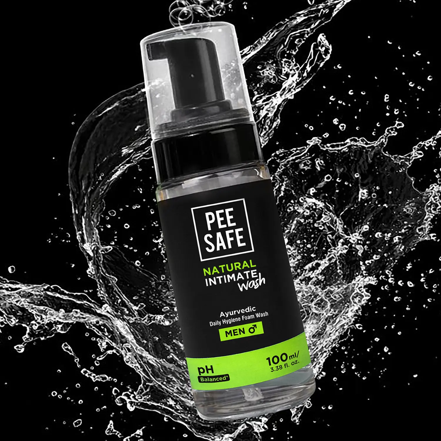 PEESAFE Men's Intimate Wash, Natural Body Care Product with Tea Tree Essential Oil, Ayurvedic, pH-Balanced Daily Fragrance-Free Shower Gel for Men