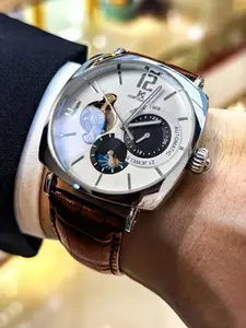 Fashionable Men's Mechanical Watch, Vintage Skeleton Design, Stainless Steel Case, Analog Face, Business & Casual, Battery-Free, Business Automatic Wristwatch