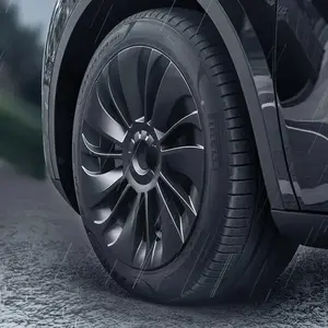 4PCS High-Quality ABS Hub Cap for Tesla Model Y Performance, 19-Inch Aerodynamic Full Rim Cover, Scratch Guard Accessories with Snap-In Install & Symmetrical Look, 2020-2024 Replacement