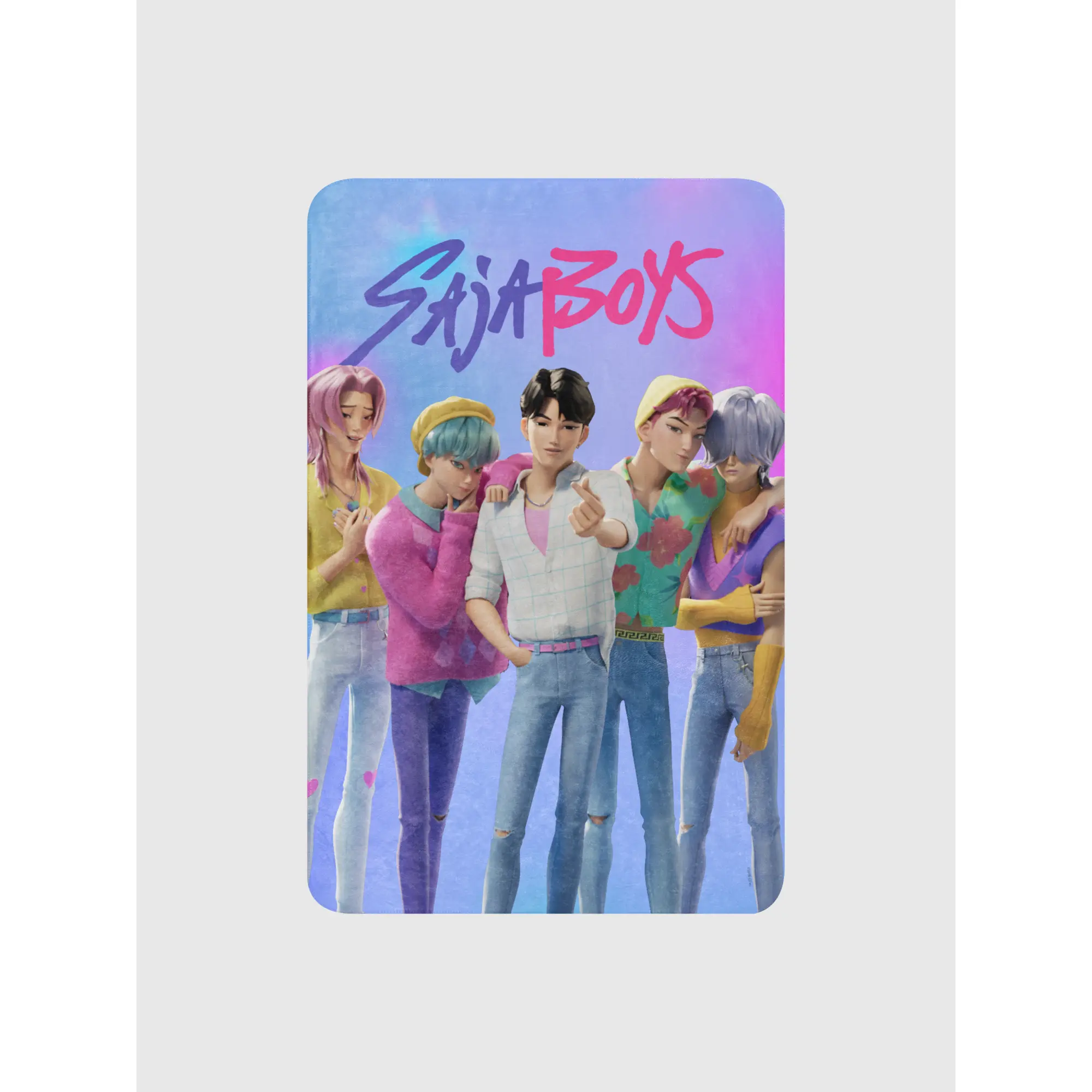 Netflix KPop Demon Hunters Sherpa Blanket | Character Collection Throw Blanket | SAJA BOYS, HUNTR/X, Derpy Tiger Designs | Perfect Gift for Fans, Birthday, Christmas & Home Decor