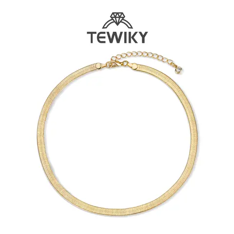 Tewiky Women's 14K Gold Plated 5mm Dainty Herringbone Choker - Thin Layered Chunky Snake Chain, Elegant Daily Wear Necklace, Necklaces for Women, School & Business Jewelry, Teen Girls Gifts,sohochic
