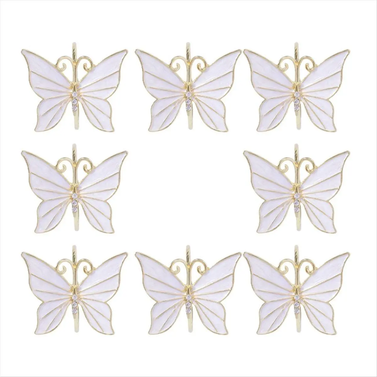 8PCS Flower Butterfly Napkin Ring Holder for Easter Wedding Party Family Gathering Napkin Cloth Ornament Decoration,C