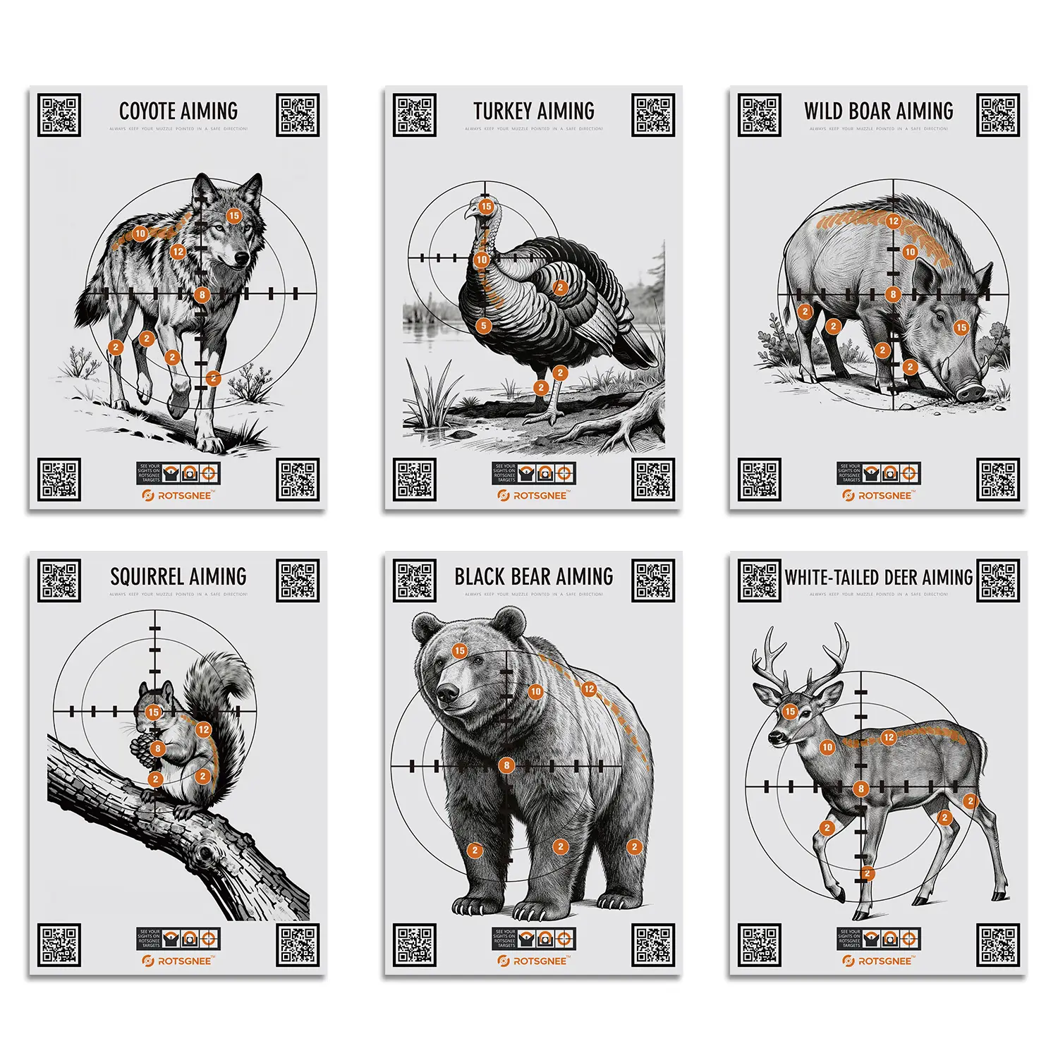 6 Dry-Fire Target Sheets Large 33x22cm Indoor Shooting Practice, High Quality Glossy Paper with App for Performance Tracking & Real-Time Feedback to Improve Focus, Ideal for Laser Training, Beginners & Professionals.
