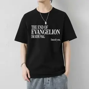 2024 summer New Hot Neon Genesis Evangelion Printed Men's and Women's Pure Cotton T-shirt Couple Street Casual Loose Top