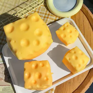 Squashy Cheese Block - Yellow, moldable fidget Toy with Squeeze Feature, Ideal for Play and Relaxation Rebounding Sensory Toy Helps Relax & Focus, Sensory Cheese for Kids & Adults, TPR Material