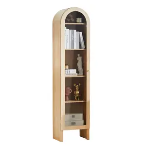 【New Upgrade】Giratree 66.93" H Arched Bookcase, 5-Tier Arched Cabinet Bookcase with Adjustable Shelves, Acrylic Glass Cabinet Door for Living Room, Reading Room and Bedroom