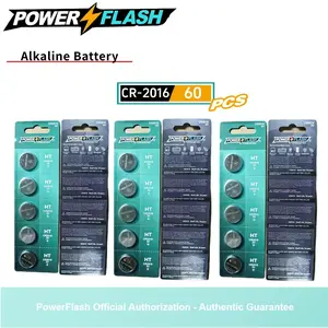 POWERFLASH 60-Pack 3V CR2016 Lithium Coin Cell Batteries, Non-Rechargeable Button Cell for Electronics