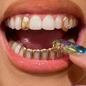 Hollow 6-Tooth Top & Bottom Grillz Set – Unisex Y2K Hip Hop Party Jewelry Gift