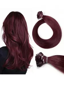 Flat Tip Hair Extensions 25pcs/25g Real Human Hair 26inch Long Burgundy  1g/1pcs Invisible Seamless and Invisible Keratin Extensions #99J Nature Integration #60 #ice Long-term wear