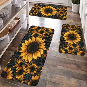 2/3 set of Christmas kitchen mat, spring sunflower mat, kitchen cushion mat, hallway running mat, suitable for bedroom, living room, dining room, kitchen, bathroom entrance mat