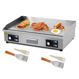 29 Inch Commercial Electric Griddle, 3000W 110V Non-Stick Stainless Steel Teppanyaki Grill with 2 Shovels and 2 Brushes, Flat Top Grill Countertop Griddle for Restaurant Kitchen Outdoor BBQ