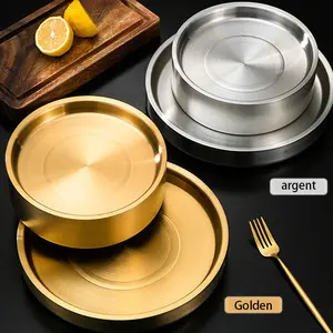 Stainless Steel Durable Ice Tray, Appetizer Cold Platter with Ice Compartment, Party Buffet Cooling Dish for Food Fruits Shrimp Cocktail Drinks