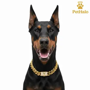 necklace Luxury Dog Cuban Chain Collar – 18K Gold Plated Stainless Steel Dog Necklace with A–Z Alphabet Letters, Secure Buckle, Pet Jewelry Accessories for Large Dogs Gift for dog pet 16/18/20/22/24/26inch crystal bows Diamond Link kitten puppy