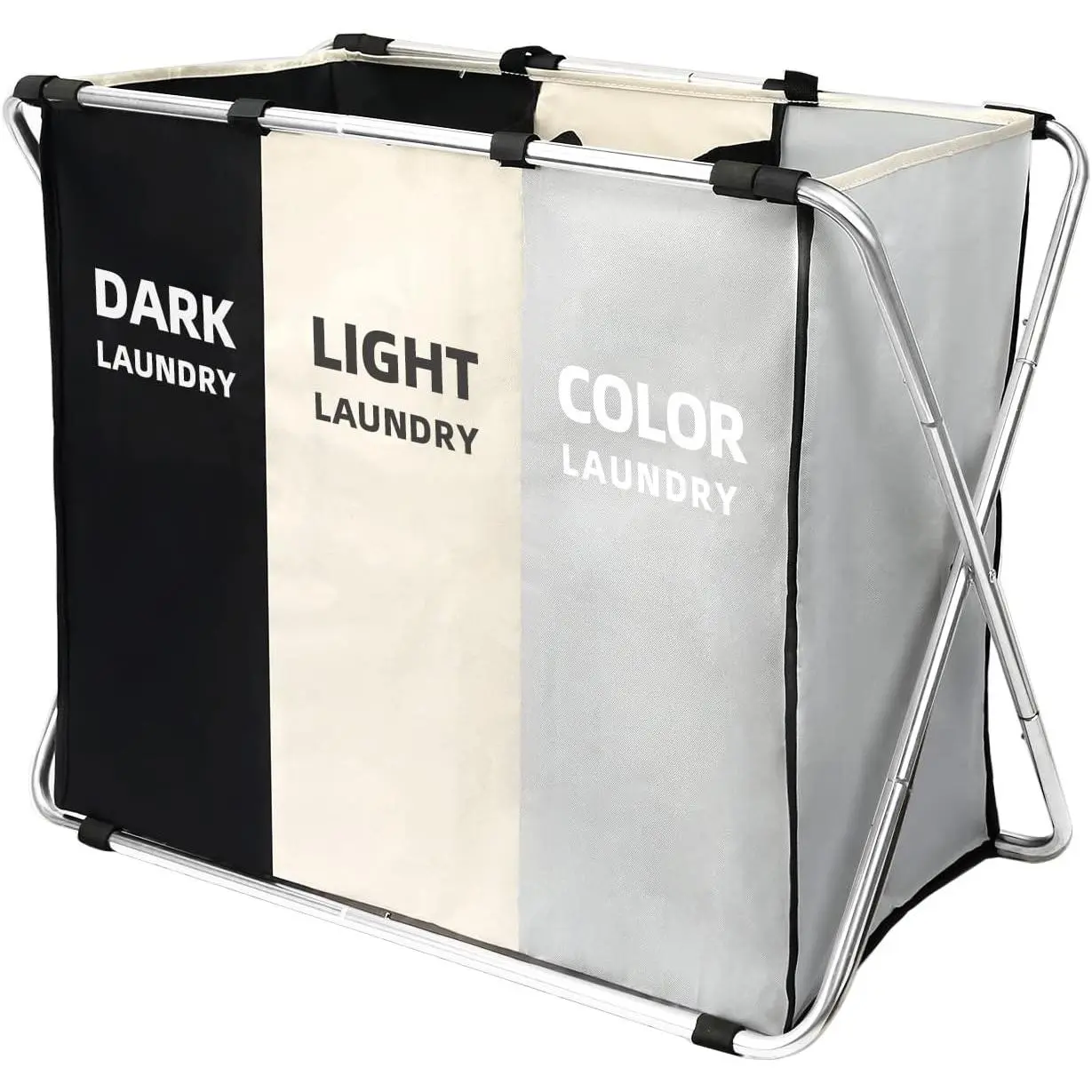 180L High-Capacity Collapsible Waterproof Canvas Laundry Hamper - Tall Freestanding Storage Organizer with Carry Handle for Camping, Bedroom, Foldable, Sturdy, Adult, With Handle, Steel, ‎ 180 Liters
