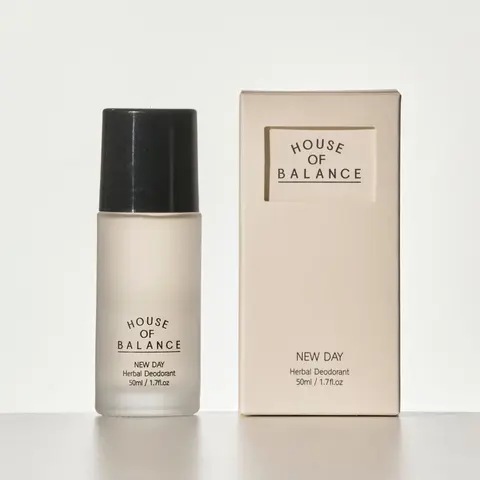 [HOUSE OF BALANCE] Herbal Deodorant | New Day 50ml - Korean deodorant, Reduce underarm hyperpigmentation, Minimize discoloration and ingrowns, Daily use, Roll on, Vitamin C, Seaweed Extract, K-Beauty