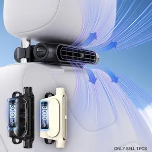 Adjustable car fan, portable car seat cooler for rear seat passengers, adjustable air vents, three speed wind speed, suitable for most cars and car accessories, SUV、 RV, boat, with 3000mAh battery, Clips On Fan