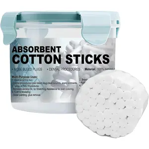 100Pcs Dental Cotton Rolls Nosebleed Plugs for Kids Adults Nose Bleed Stopper Hypoallergenic Mouth Gauze High Absorbent Oral Cleaning with Carry Box (12mm)