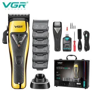VGR 015 Professional Hair Clippers for Men - Vector Motor 9000 RPM Cordless Barber Clipper & Hair Trimmers, DLC Coating Blade - For Men - Haircutting Kit with Travel Case - Perfect Gift for Men