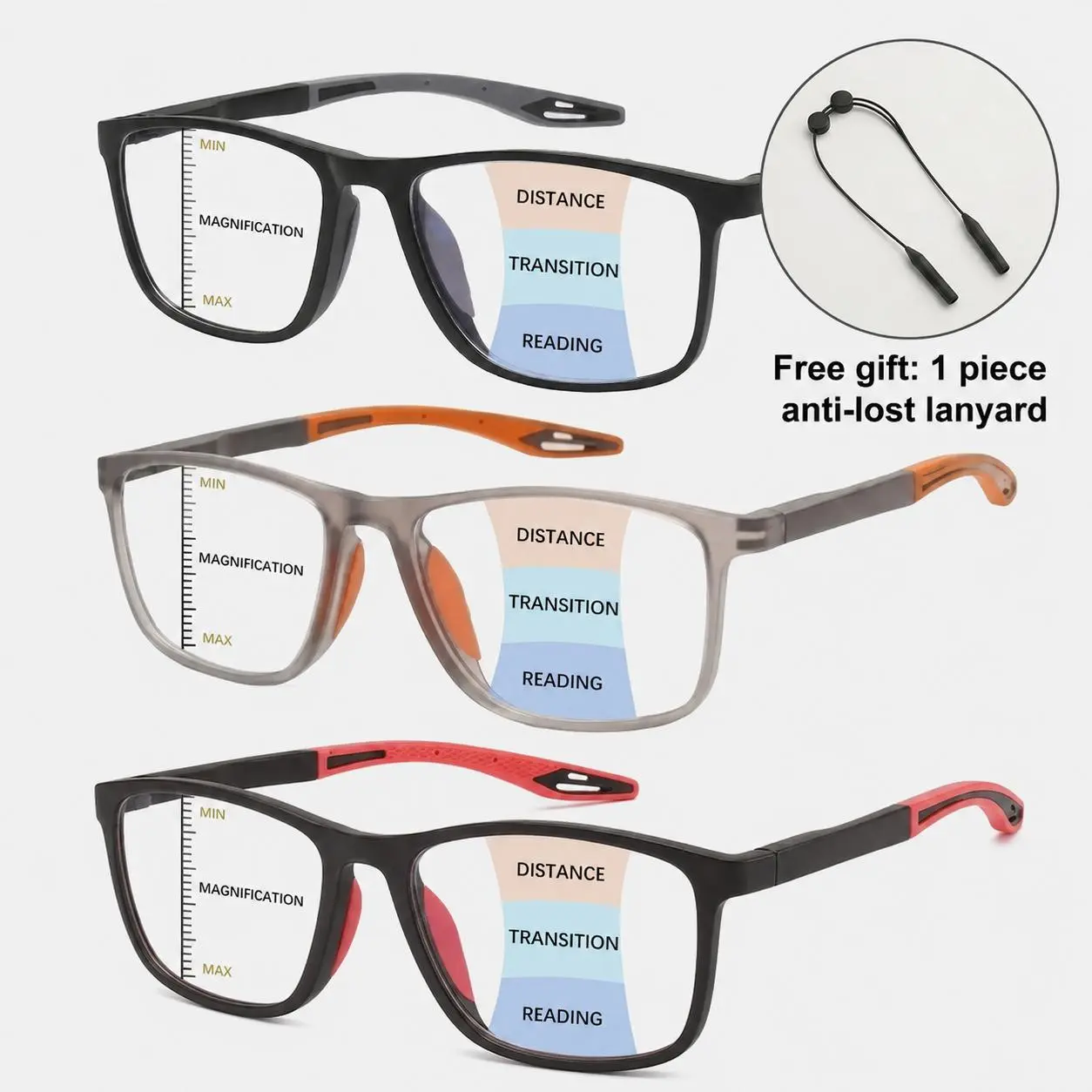 HD Progressive Multifocal Reading Glasses for Men Women, Blue Light Blocking Computer Readers, Lightweight Oversized Spring Hinge Frames, Mix Color
