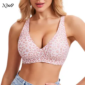 XWB Jelly Wireless Women's Comfortable Gathering Bra Wireless Seamless Full Cup Smooth and Soft Daily T-shirt Bra Deep V Bra push-up bralette