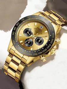 Hot selling men's watches, fashionable business timing, waterproof quartz watch, stainless steel strap, weekly display men's clock