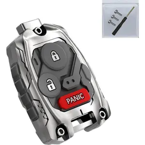 Cutting NOT Required - Upgraded Version Heavy Zinc Alloy Key Fob Shell Case Replacement for Honda Accord Civic CR-V Odyssey Pilot Ridgeline CR-Z Fit Key Fob Cover (3 Button-Silver)