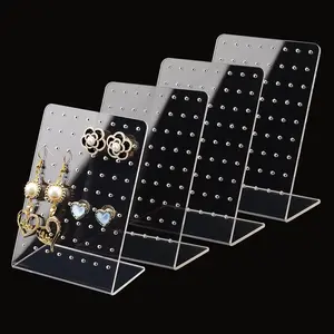 Earring Holder 4 Pack 72 Holes Acrylic Organizer Ear Studs Jewelry Storage Display Rack Showcase Earrings Display Stand