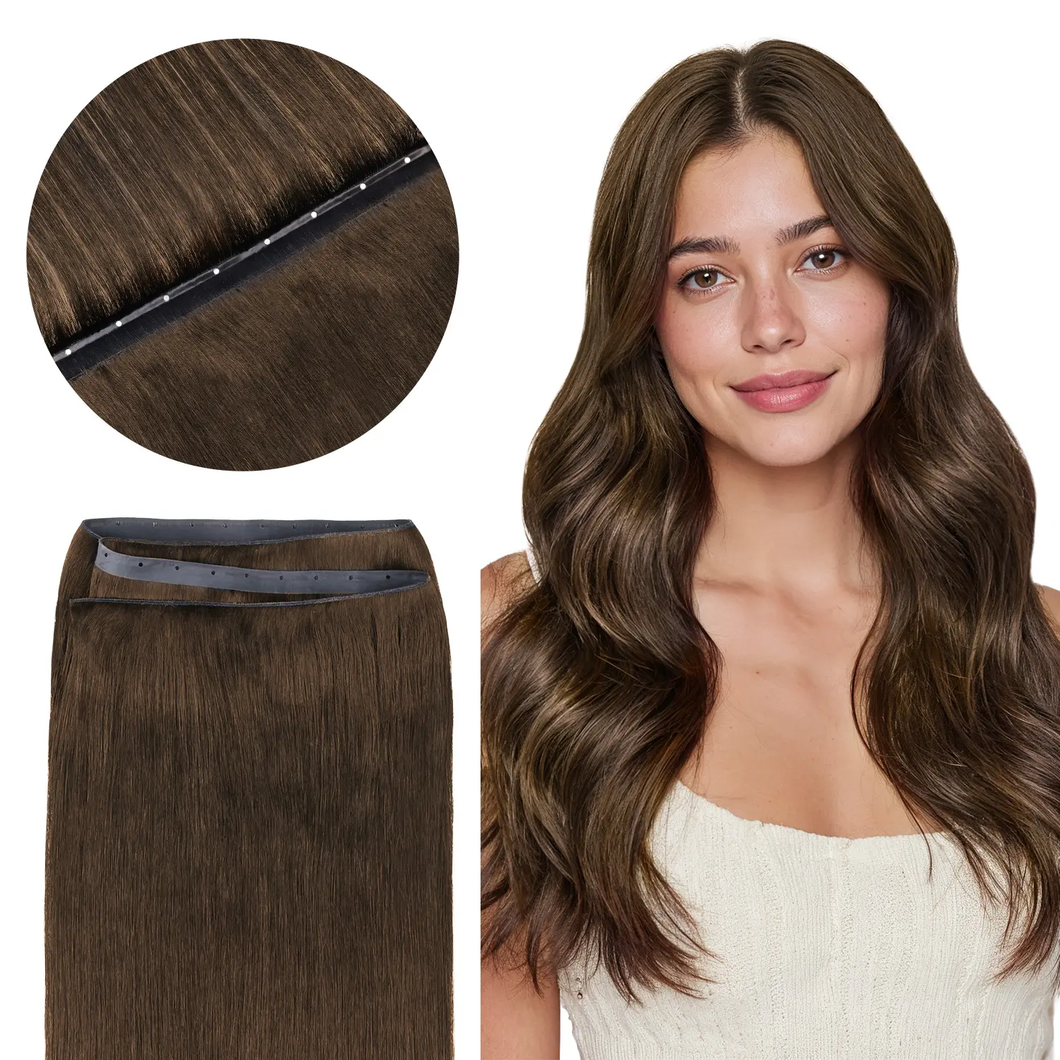 GOO GOO Butterfly Weft Hair Extensions Human Hair Genius Weft PU Hole OVO Weft-thin,Double-layered Straight Hair One Piece Remy Human Hair summer hairstyles #sohochic
