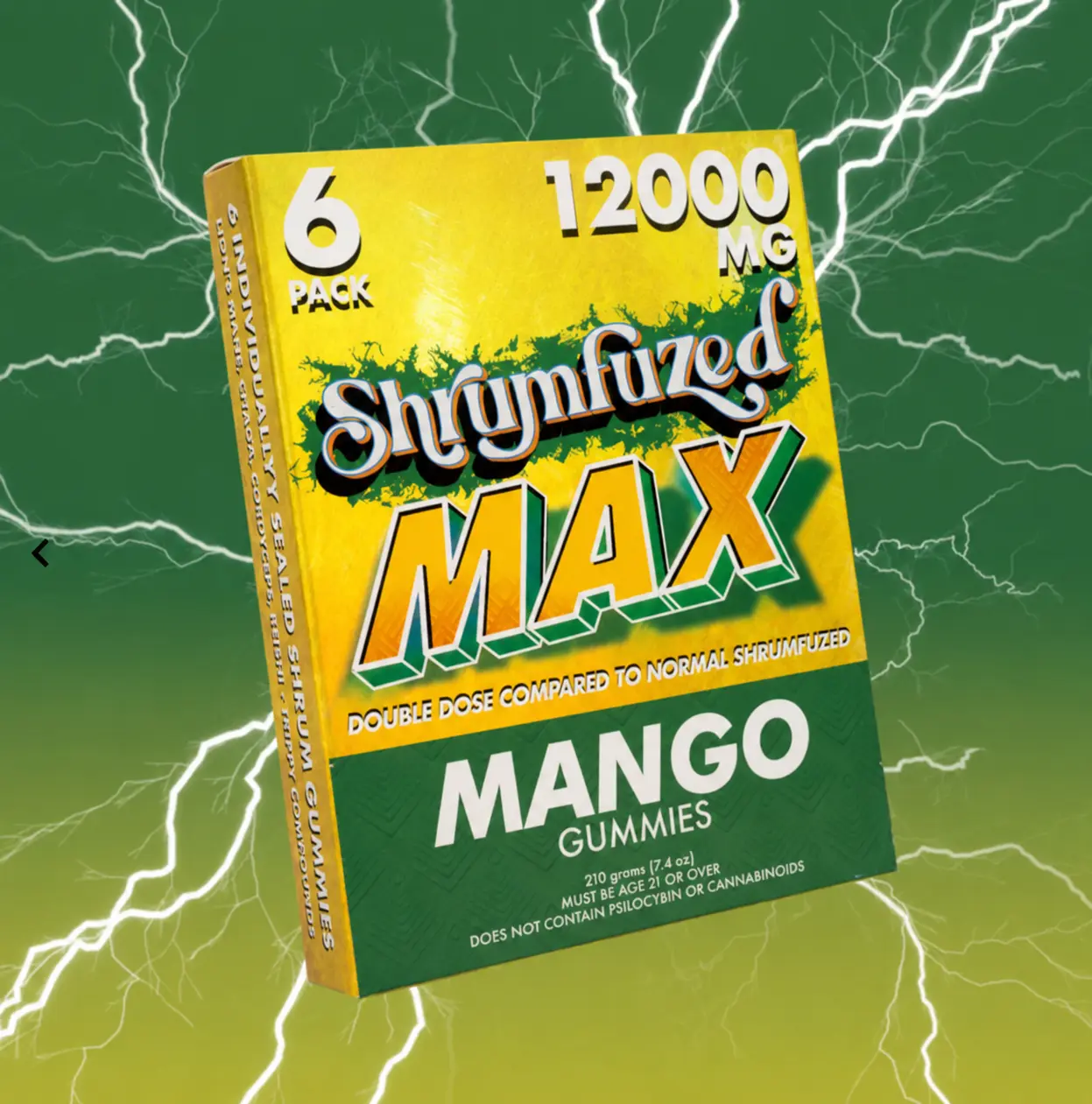 MAX Mango Gummies, 6 Count, High Potency Plant-Based Mushroom Gummies, Soft Chewy Gummies, 100% Organic Ingredients, High-Quality Formula, Freshness-Sealed, Secure Reusable Metal Tin, Travel-Friendly Packaging, Proudly Made in USA