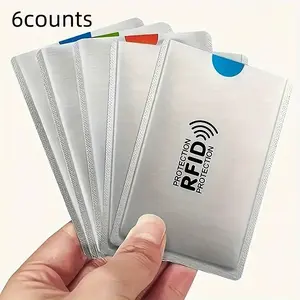 RFID Blocking Card Holder, 6 Counts/set Aluminum Foil NFC Protective Card Holder, Desktop & Drawer Organizer, Office Stationery Supplies for Credit Card, ID Card, Bank Card, Passport, Office Gadgets