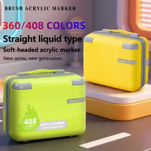 Guangna 360/408 Color Acrylic Markers Set, Travel Bag Gift Box, Layerable, DIY Art, Office Supplies, Professional Painting, Valentine's Day Gift