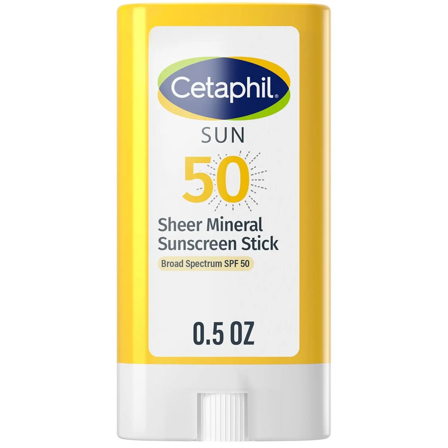 Cetaphil Sheer Mineral Sunscreen Stick, Face & Body, SPF 50, 0.5oz | Zinc Oxide & Titanium Dioxide, Broad Spectrum UVA/UVB, Reef-Safe, Fragrance-Free, Face & Body, Travel-Size Stick
