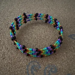 Rainbow W/ Black Cloud Memory Wire Wrap Bracelet