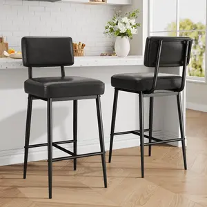 2PCS Modern Counter Height Bar Stools, Faux Leather, Metal Legs, Heavy Duty 400 lb Capacity, for Kitchen Island or Home