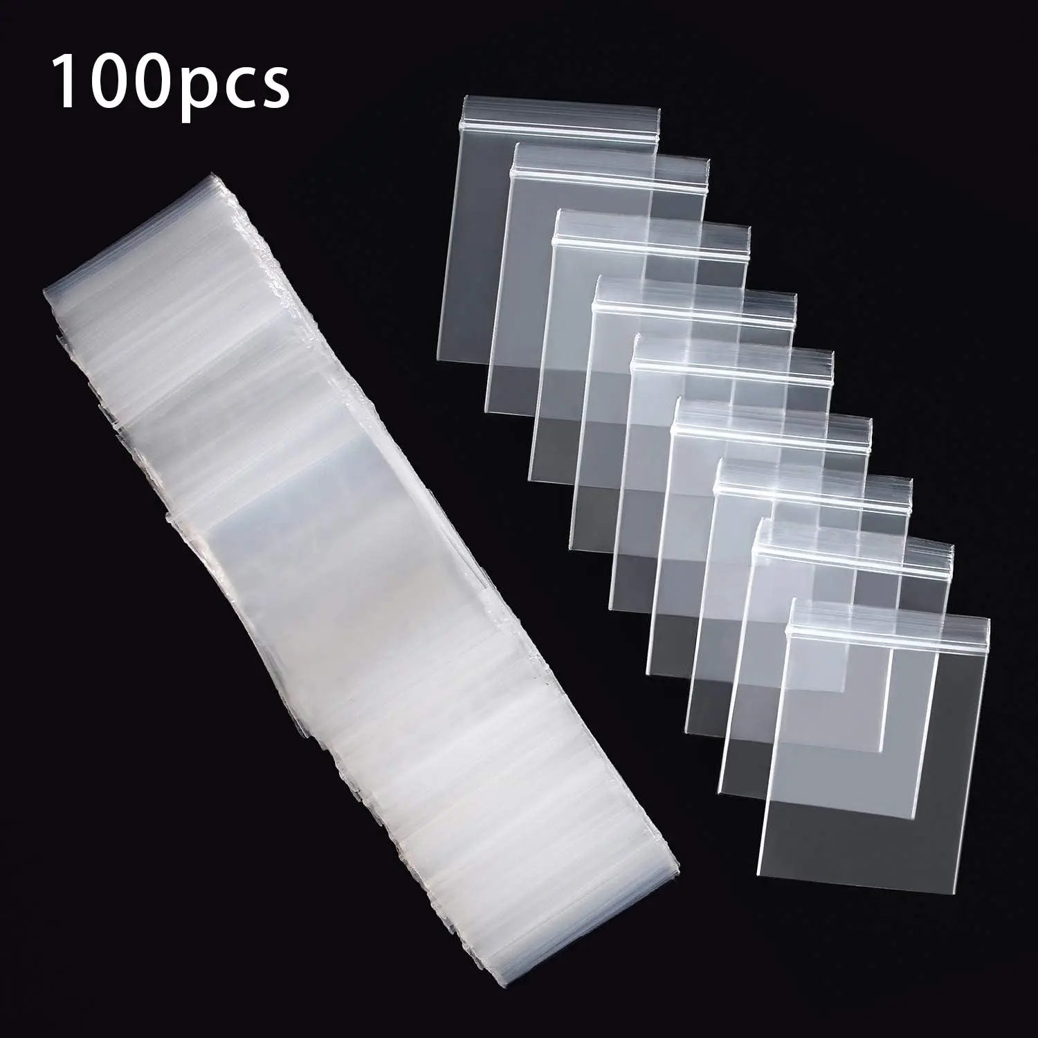 Clear Self Adhesive Plastic Bag, 100pcs Transparent Plastic Bag, Storage Bag, Storage Pouch, Snack Storage Bag for Travel, Tea, Pill, Candy, Small Gift, Wedding, Various Party, Space Saving Bags, Space Saver Bags