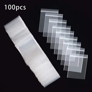 Clear Self Adhesive Plastic Bag, 100pcs Transparent Plastic Bag, Storage Bag, Storage Pouch, Snack Storage Bag for Travel, Tea, Pill, Candy, Small Gift, Wedding, Various Party, Space Saving Bags, Space Saver Bags