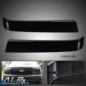 Fit For 2003-2007 Chevrolet Silverado Grille Molding Panel Filler Trim Black Set