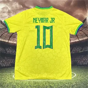 2022 Brazil Home Away Yellow Short Sleeve 10 Neymar Soccer  Jersey