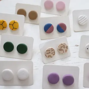 Polymer Clay Circle Stud Earrings - 14k Gold Plated Surgical Steel Posts, Hypo-Allergenic, Lightweight and Durable