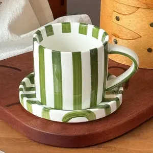 Concentrated Coffee Cup Set, Ceramic Coffee Cups Series, Home Office Restaurant Use, Afternoon Tea Cup and Saucer Set, Coffee Cups Gift (260ML/8.79oz)