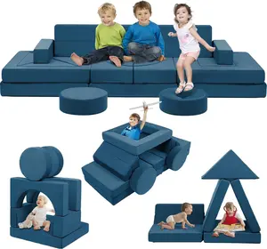 22Pcs Modular Kids Play Couch - Kids Couch for Playroom Bedroom Living Rooms Toddler Sofa for Inspiring Child Creativity，Children Convertible Foam Sofa