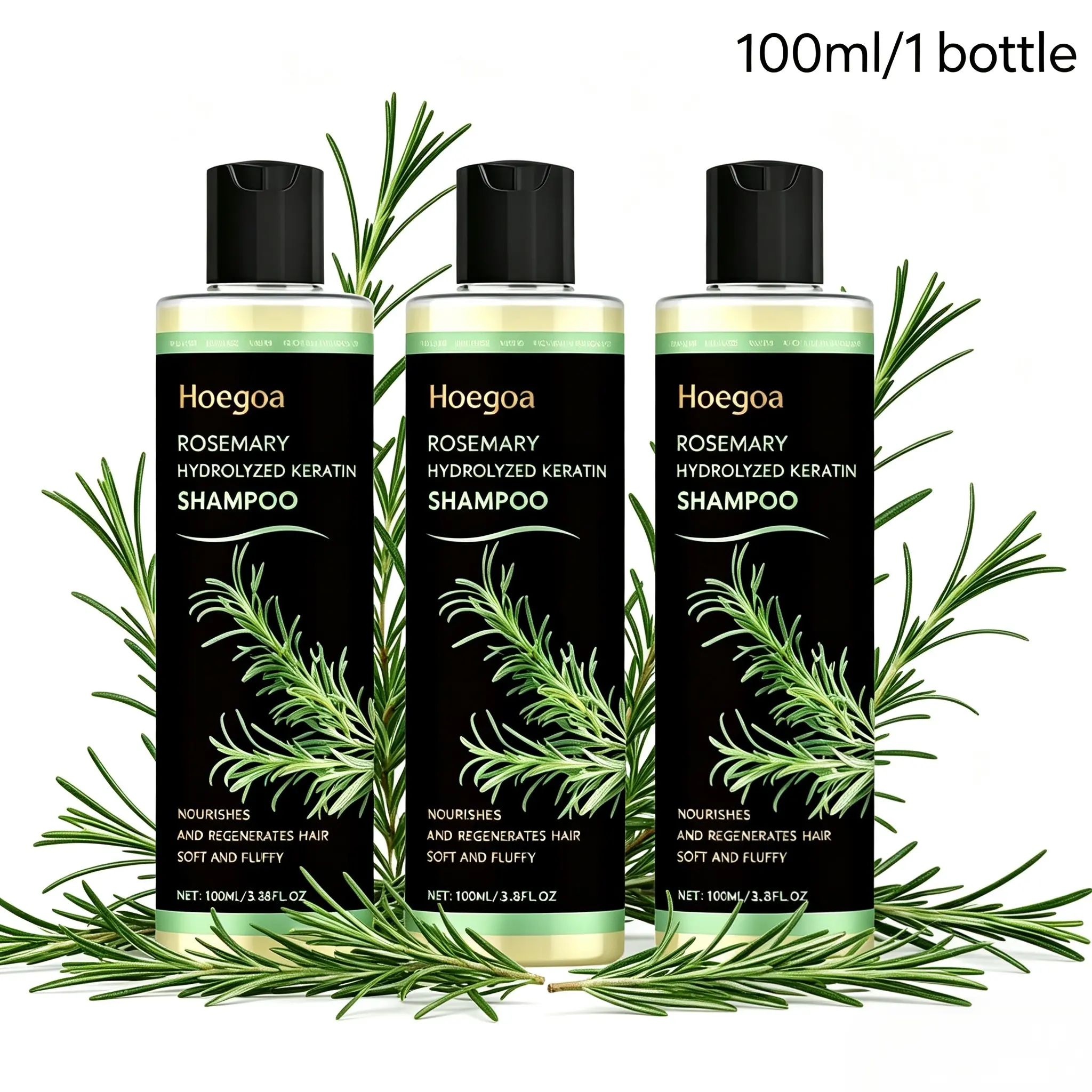 【Buy 2 Get 1 Free】Rosemary & Hydrolyzed Keratin Liquid Haircare Cleanser (100ml) - Controls Oil, Fights Dandruff, Soothes Scalp Irritation, Restores Shine + Frizz Control Serum for Adults' Dry Frizzy Locks