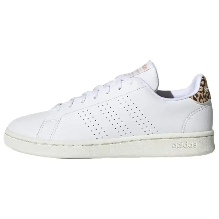 Adidas Women's Advantage 'White Leopard' Sporty Chic Sneakers, for Casual & Outdoor Activities, Casual Wear, Cushioned Sole, Leather Base, Leopard Accents, Feminine Fit, Tennis Silhouette
